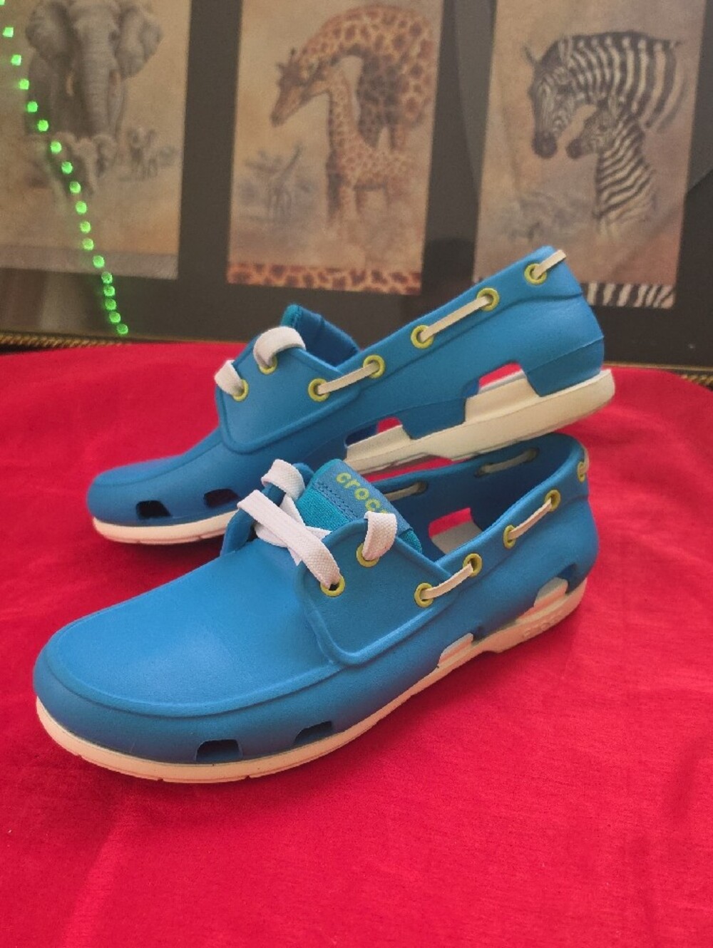 CROCS Kids Blue and White Slip-On Boat Sneakers - Picture 3 of 4